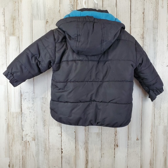 5/$25 Athletic Works Boys Jacket Coat 18 Months Black Fleece Lined Quilted W6 - Picture 5 of 6